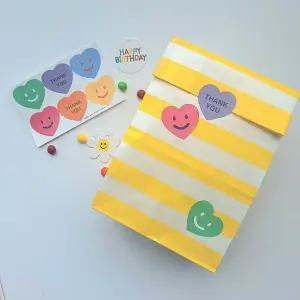 어린이집 포장 종이봉투 유치원 단체선물 구디백 스트라이프 답례품 옐로우