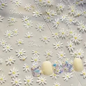 네일아트 페인팅 느낌의 봄꽃네일 데이지 엠보 스티커-WFHTRLY