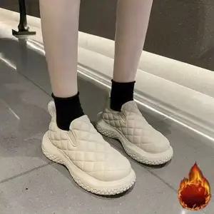 퀼팅 기모안감 슬립온 겨울 여자 플랫폼 단화 통굽