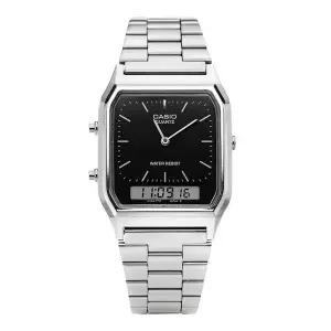 카시오 AQ-230A-1DHDF (AQ-230A-1D) 아날로그 디지털 스퀘어 빈티지 레트로 공용 메탈시계