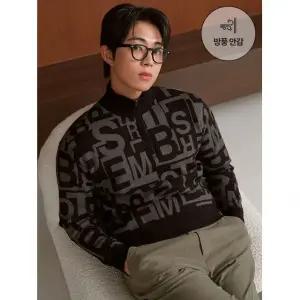 빌트모아 스포츠 [빌트모아] 남성 골프웨어 로고 방풍 반집업 니트