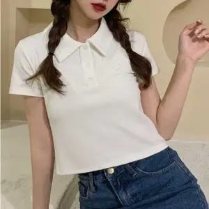 대학생 여름 캠퍼스 룩 데일리 반팔 카라티 하트 크롭