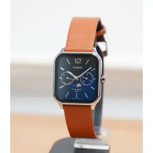 [카시오]문페이즈 사각 남녀 공용 커플 가죽 손목시계