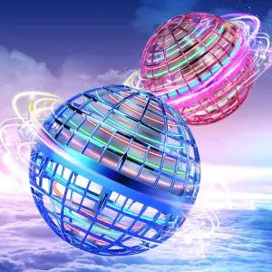 브라니토 플라잉 오브 볼 2025 업그레이드 2팩 수동 조종 토이 용 360° 회전 코스믹 글로브 호버 (블루 +