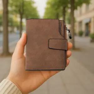브라운 반지갑 가죽 여성 지갑 카드보관 동전반지갑 학생지갑 카드집 여성용반지갑