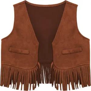 할로윈 파티를 위한 YONGHS 베이비 보이즈 카우보이 스웨이드 조끼 오픈 프론트 프린지 태슬 드레시한