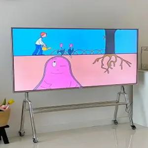 스텐 티비 거치대 기둥 선반 대형 이젤형 바퀴 메탈 고정 플로어 다용도 스테인리스 무타공