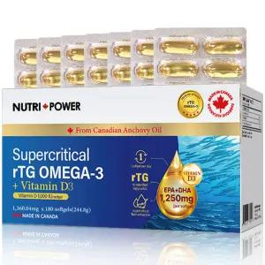 뉴트리파워 캐나다산 알티지 오메가3 EPA DHA 1250 비타민D3 180캡슐