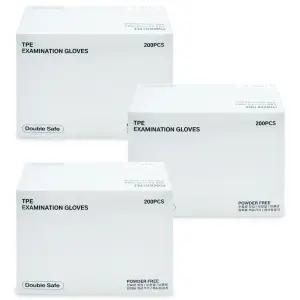 가주 더블세이프 TPE 진료용 글러브 M/L/XL 200매입 X 3개 일회용 위생장갑 수술 조리용 다용도