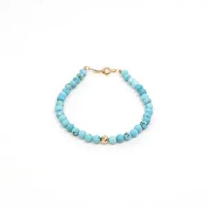 [오팔하우스] 14k 4mm 블루 터키석 컷팅볼 팔찌 OPPB0703