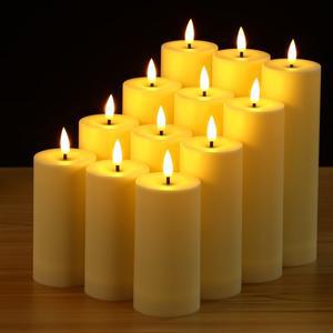 12개 무불꽃 캔들 라이트 방수 LED 깜박이는 리모컨 타이머 포함 웨딩 생일 장식
