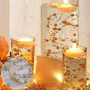 5피스 부동 양초 꽃병 필러 진주 문자열 웨딩 테이블 장식 인공 하이라이트 구슬  플라스틱 체인