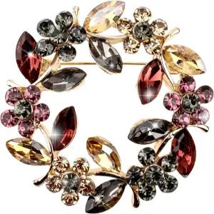 빈티지 로즈 플로럴 크리스탈 펄 플라워 브로치 핀 - 여성 소녀용 라인스톤 코트 웨딩 숄 파티 무도회