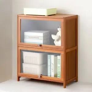 거실 서재 주방 플립도어 심플 원목 수납장 2단 소형 장식장 거실수납장 원목서랍장