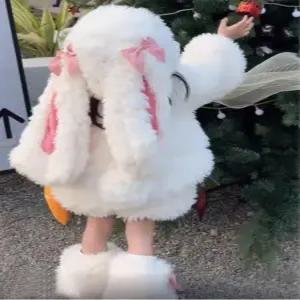 토끼옷 반바지 모자 털옷 세트 퍼 코스튬