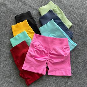 임팩트 짐 쇼츠 여성 피트니스 스포츠 로우 립드 밴드 요가 워크아웃 스크런치 버트 심리스 레깅스