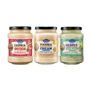 폰타나 카르니아 베이컨&머쉬룸 스파이시 크림 파스타소스 430g+파르마 콰트로치즈 크림 파스타소스 430g+제노바 치즈&크림 바질페스토 파스타소스 430g 각 1개 (총 3개)