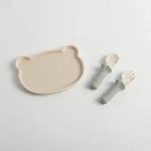 블루마마 유아 이유식 실리콘 접시 스푼포크 세트