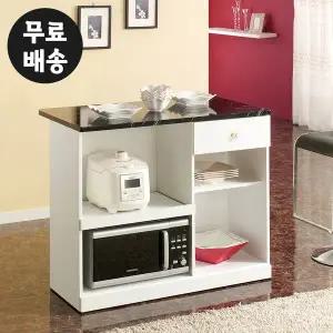 [벤티스가구]대리석 무늬 아일랜드 홈바 수납장 밥솥장 전자레인지대 보조 식탁 주방(1000/블랙)