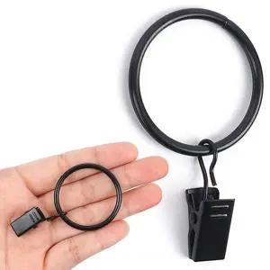 커튼고리 10P 커튼 집게링 블랙 32mm 커텐 링 집게 핀 고리