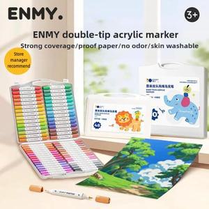 ENMY 12/80색 듀얼 팁 아크릴 마커 세척  수성 NCS 인증 소프트 아트  학용품