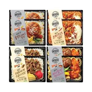 온더고 함박스테이크정식 290g+통모짜치즈 불닭 290g+숯불향 데리야끼 소불고기 덮밥 290g+로제파스타 미니함박 310g 각 2개 (총 8개)