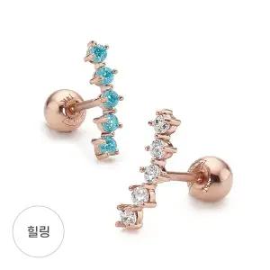 [도로시] 14k 웨이브큐 피어싱(1개)_화이트큐빅