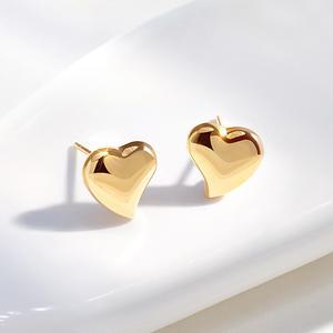 [골드팡]14k/18k 할로우 하트통통 귀걸이-침형