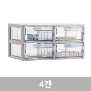 [국내생산 완제품] 투명수납함 4칸(중형) 플라스틱서랍장 소품정리함 미니수납함 약정리함