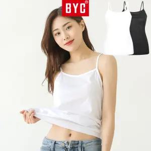 BYC 순면 여성 런닝 여자 끈 나시 캐미솔 주니어 85 90 95 100 사이즈 이너 흰색 검정 블랙 BYT3634