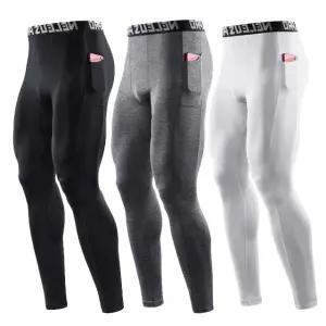 QUMA 남자 스포츠레깅스 타이즈 짐웨어 헬스복 포켓형 소림사 컴프레션