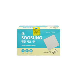 수성 멸균거즈 5cmX5cmX8P 5매 20포 의료용 탈지면 소독 드레싱 개별포장