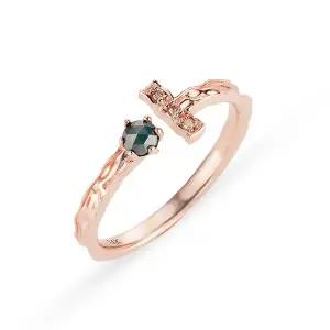 [도로시] 14k 우드 그레인 다이아몬드 반지