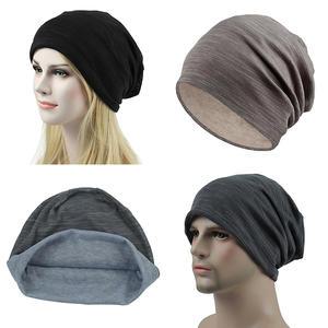 슬럽 이중지 항암모자 비니 사계절 남자 여자 수면 비니 두건 모자