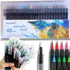 캘리그라피 붓펜 컬러 브러쉬펜 워터 컬러 브러쉬 세트48색 일러스트 수채화