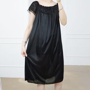 여성 실키 레이스 밴딩 원피스 잠옷 파자마 빅사이즈 슬립 실크 이너 이너원피스 나시 여성잠옷