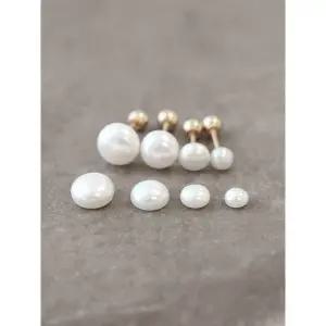 [미니멀피어싱]14K 천연 납작 담수진주 피어싱 귀걸이