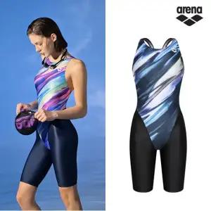 [아레나수영복] 오로라 선수 4부 반신 레이서백 A3SL1CE07BLK