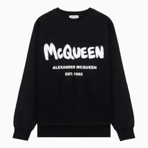 23SS 알렉산더 맥퀸 그래피티 로고 프린트 블랙 여성 맨투맨 659975 QZAHR 0520