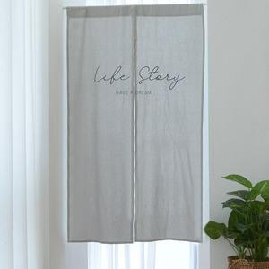 [라이프스토리]린넨 자수 가리개 90x150cm 그레이 베란다 창문가림막