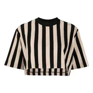 써네이 스트라이프 패턴 크롭 티셔츠 베이지 / SN2PWH05AP-JE130-R05