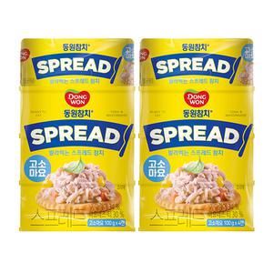 [소비기한 임박] 동원참치 스프레드 고소마요, 100g, 4개입, 2개
