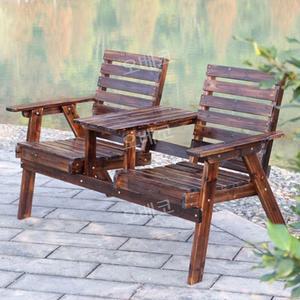 원목테이블의자세트 일체형 2인용 폭157cm 야외 테라스 정원 펜션 카페