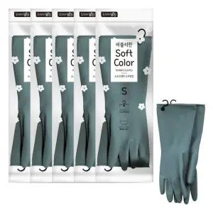 명진 고리형 소프트컬러 라텍스 고무장갑 5켤레 다크그린