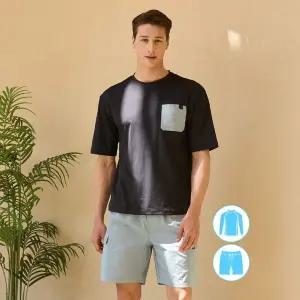 [하프클럽/베이직 엘르] 남성인 반팔 래쉬가드 비치반바지 세트 BEM-X904K