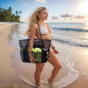 [라일리] Rly 4포켓 대용량 여름 비치백 망사백 숄더백 바캉스가방