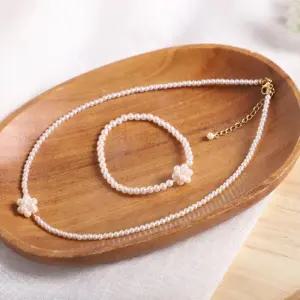 ONM 시후주얼리 4mm 꽃진주 크리스탈 진주 팔찌 EC366Bc