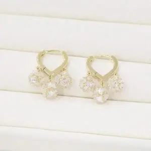 [셀러허브]여자 큐빅볼 드레시 트리플 럭셔리 금색 귀걸이 (S17175444)