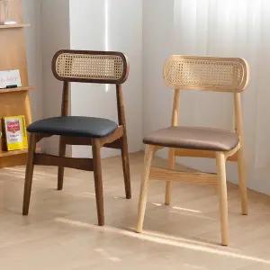 [체어팩토리]하이브 라탄 원목 카페 디자인의자 고무나무 식탁의자
