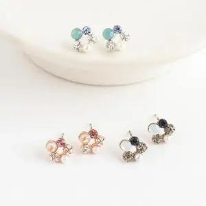 [셀러허브]여자 큐빅 실버 믹스컬러 쁘띠 써클 귀걸이 (S18886266)